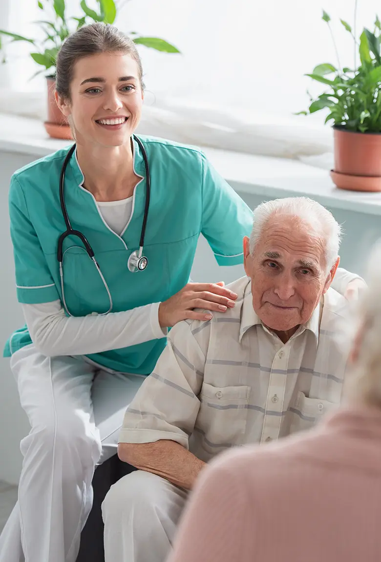 Speech therapist working with a patient on speech exercises