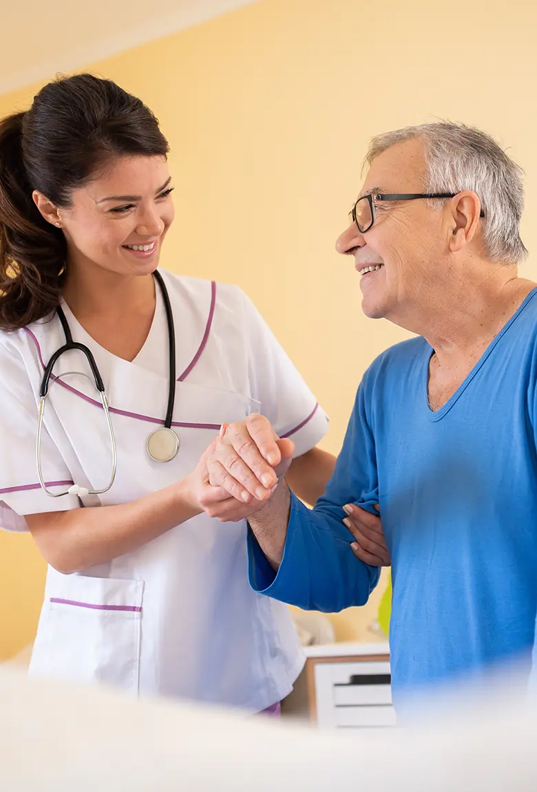 Compassionate medical social worker providing emotional support to a patient